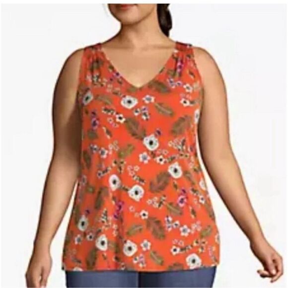 Lane Bryant floral tank top orange tropical size 18/20 - Picture 1 of 6